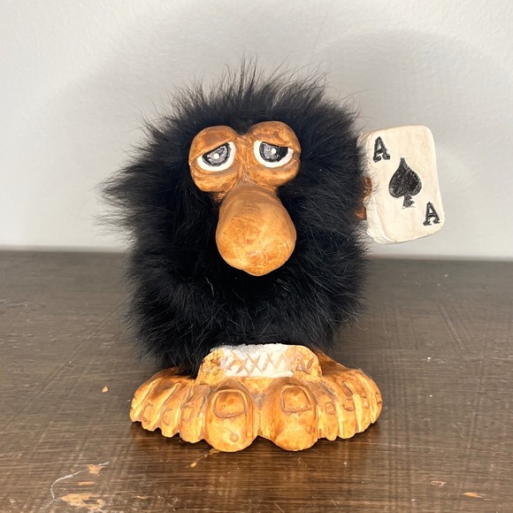 Other - Vintage Ace of Spades Troll Figurine Fur Desk Troll Kitsch Collectible